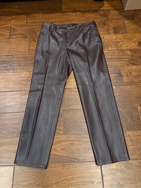 Ann Taylor Petite Faux Leather Pants in Dark Brown